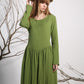 Green linen dress maxi dress long dress women dress (1136)