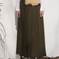 Army green pleated maxi skirt 1151#