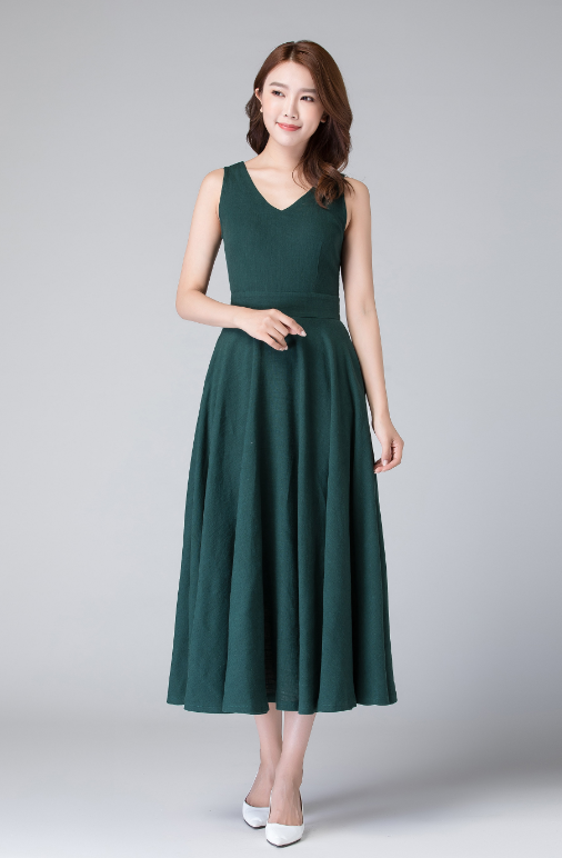 green v neck summer dress Women's Summer Short Sleeve Casual Dresses V-Neck Smocked Waist Party Maxi Dress Green XL