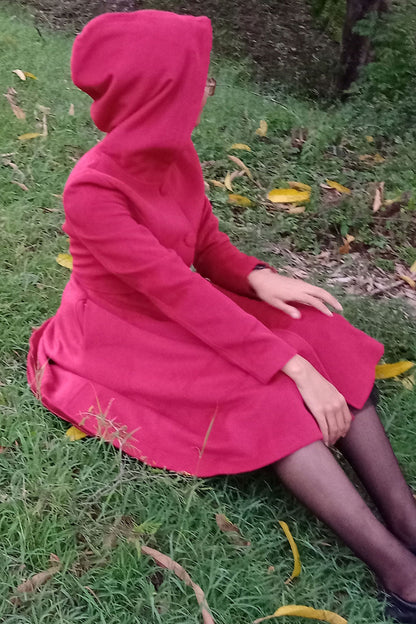 Red swing hooded princess coat 3226