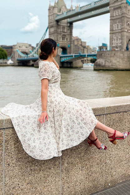 Floral Chiffon Maxi Dress - Fitted Waist, Summer Party Style 3736
