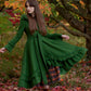 Green Hooded Swing Wool Coat 4046