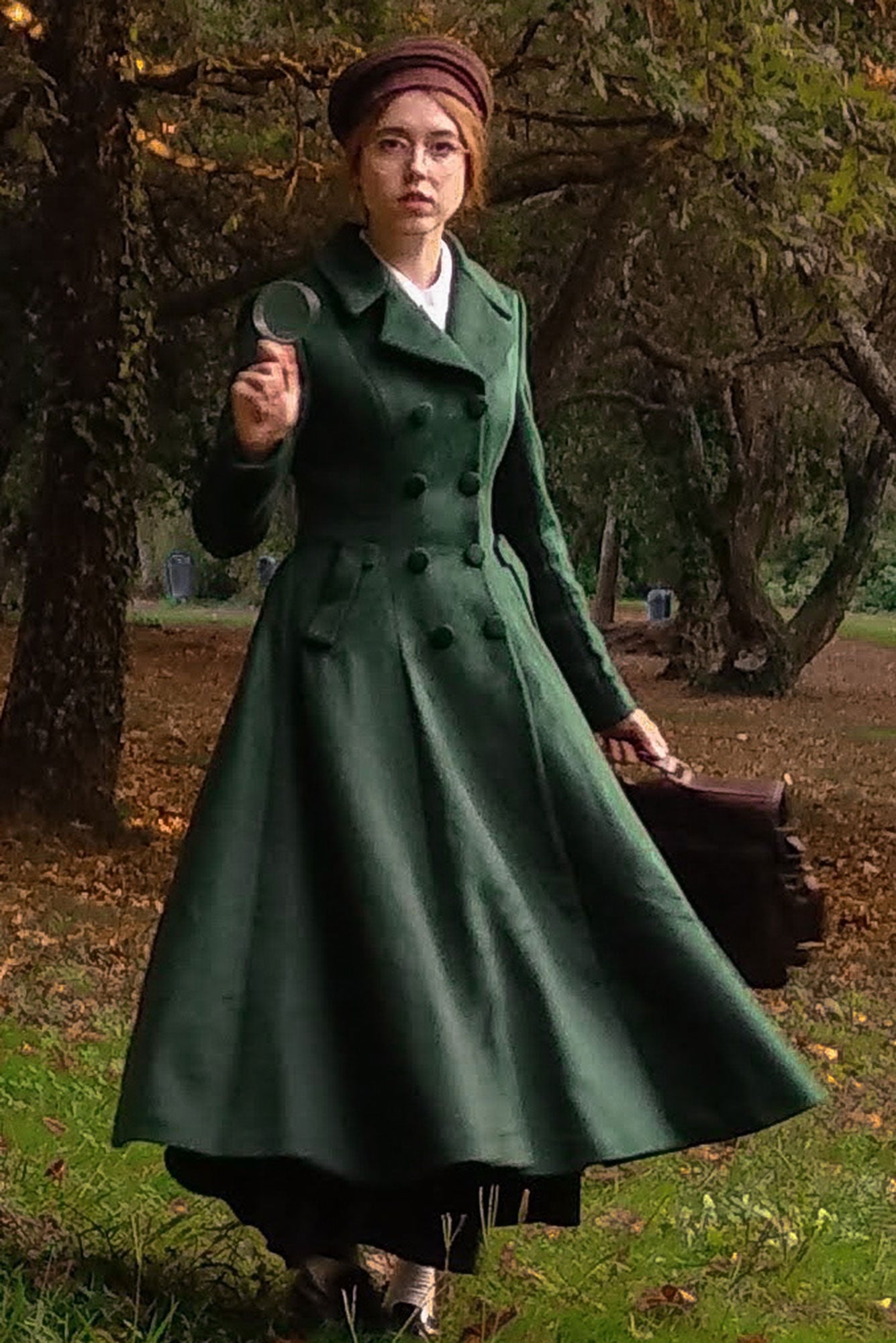 Green long wool outlet coat