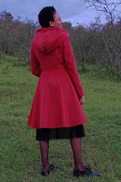 Red swing hooded princess coat 3226