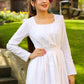 Women White Linen Summer Wedding Guest Dress 3473#