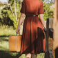 50s Swing Linen Vintage Inspired Midi Dress 3049#