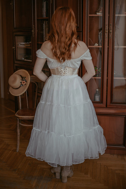 White Petticoat Skirt – Layered Tulle Underskirt for Vintage Dresses 3398