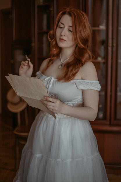 White Petticoat Skirt – Layered Tulle Underskirt for Vintage Dresses 3398