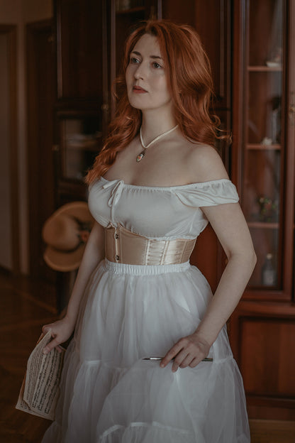 White Petticoat Skirt – Layered Tulle Underskirt for Vintage Dresses 3398