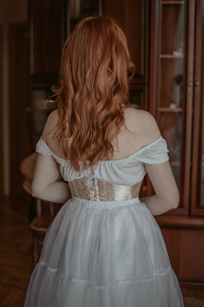 White Petticoat Skirt – Layered Tulle Underskirt for Vintage Dresses 3398