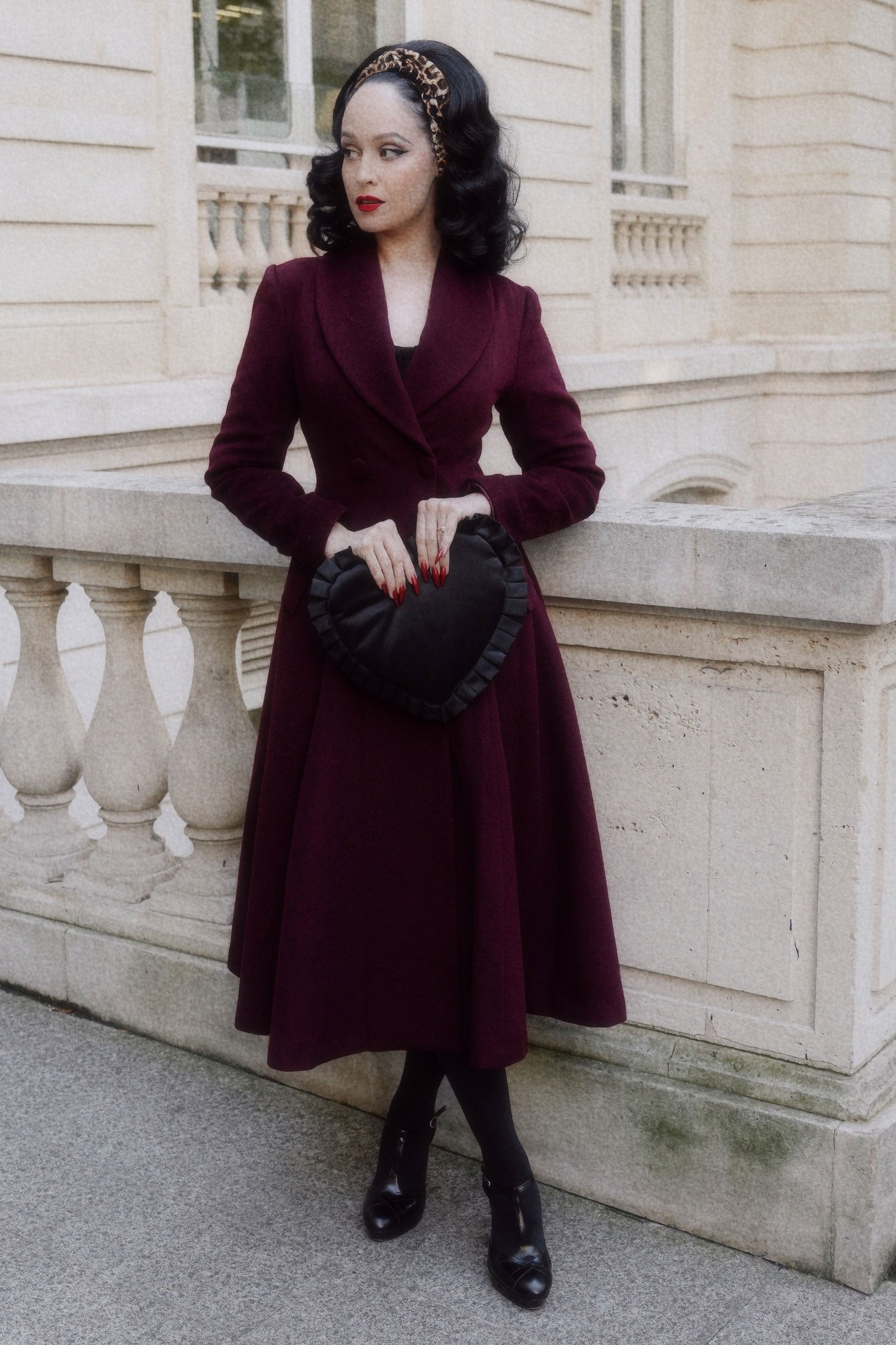 Burgundy swing clearance coat