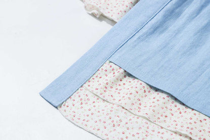 Linen shirt tunic dress in Blue 2358#