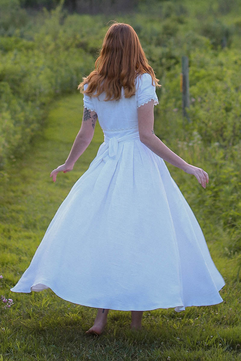 New Women Summer White Swing Linen Dress 3743 New Women Summer White Swing Linen Dress 3743