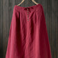 Linen midi A-line  elastic skirt  for spring J081