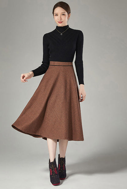 Plover plaid wool skirt for autumn J111