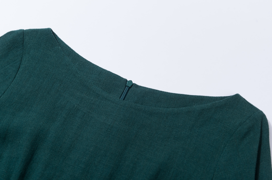 Dark Green Linen Midi Dress Handmade Cottagecore Fit & Flare Summer Dress | Xiaolizi Dark Green Linen Midi Dress Handmade Cottagecore Fit & Flare Summer Dress | Xiaolizi