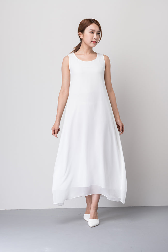 white chiffon shift dress Avi White Chiffon Mini Dress - US 2