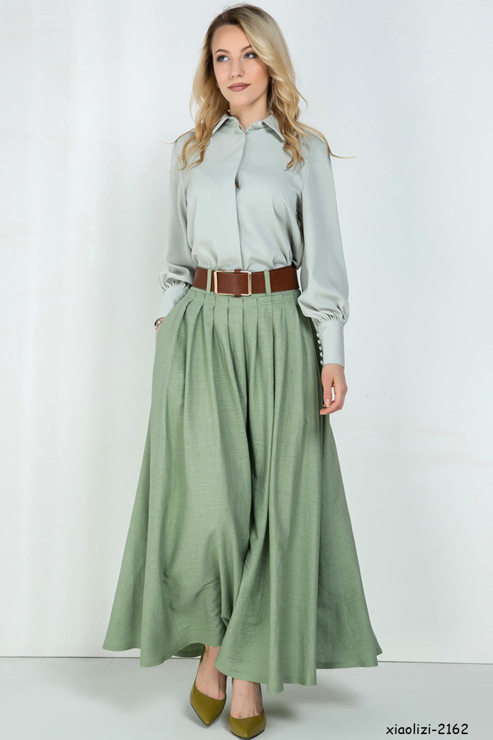 Vintage style outlet pleated maxi skirt