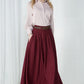 Classic pleated maxi linen Skirt 1046#