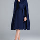 Blue Wool cape coat with stand collar 248701