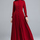 Long sleeve red maxi dress 2489