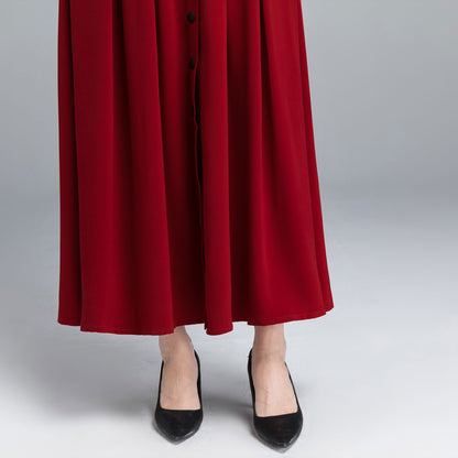 Long sleeve red maxi dress 2489