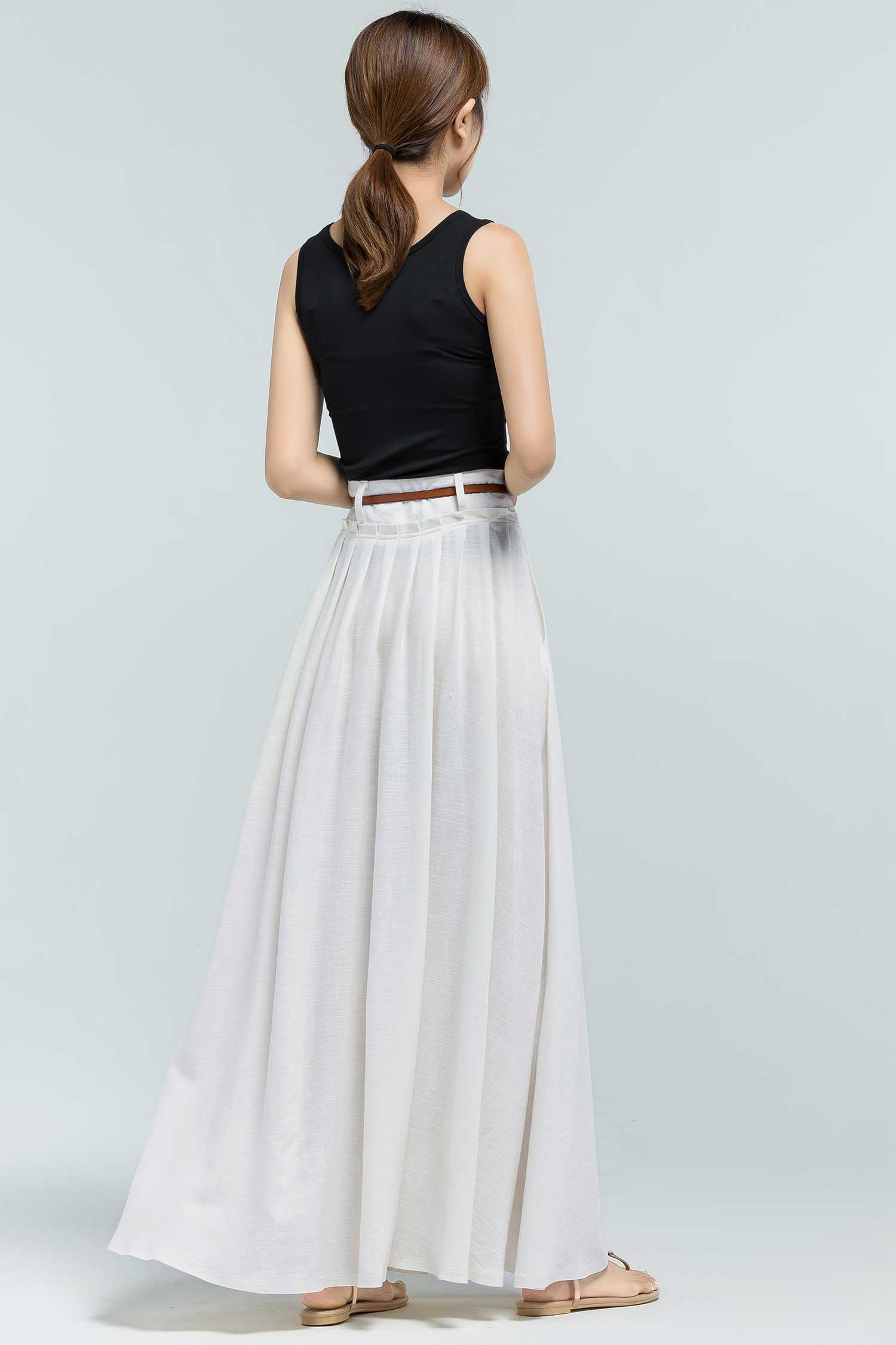 Pleated maxi skirt clearance white