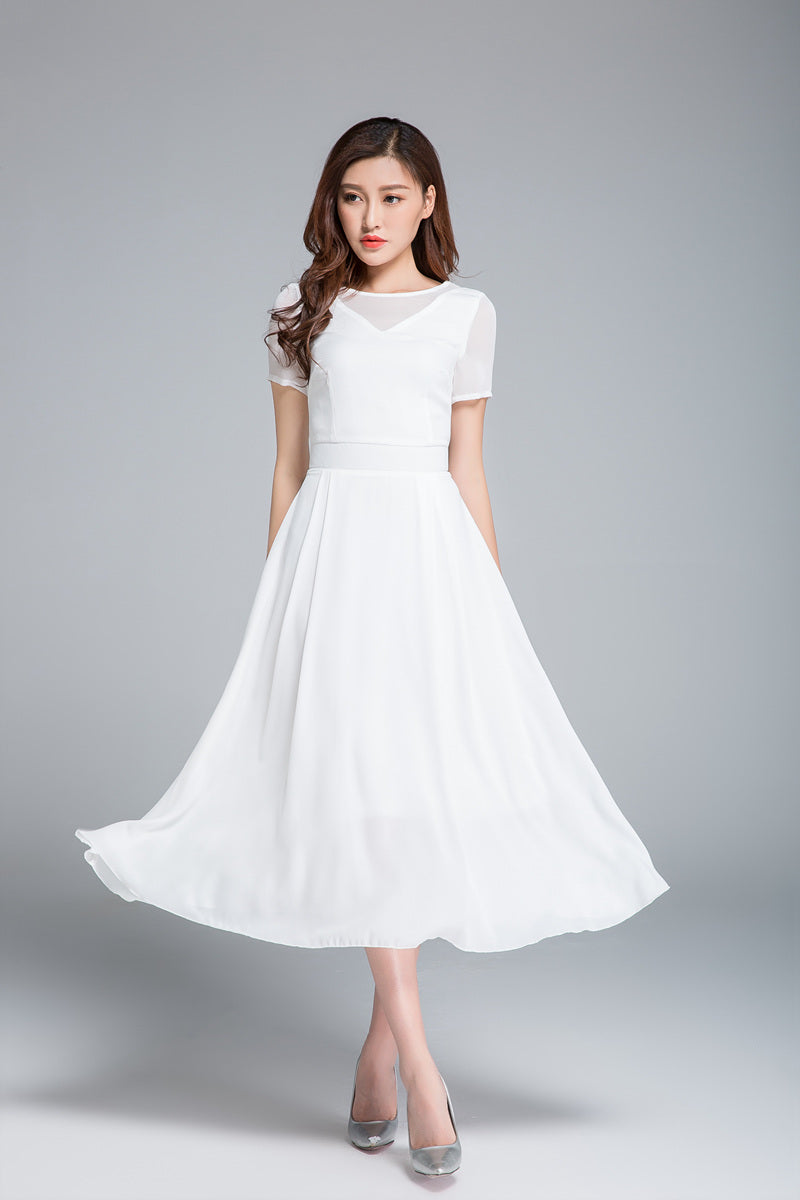 Fit and flare hot sale white midi dress