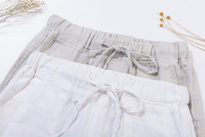 Beige Linen Pants - Relaxed Fit with Drawstring Waist 1942