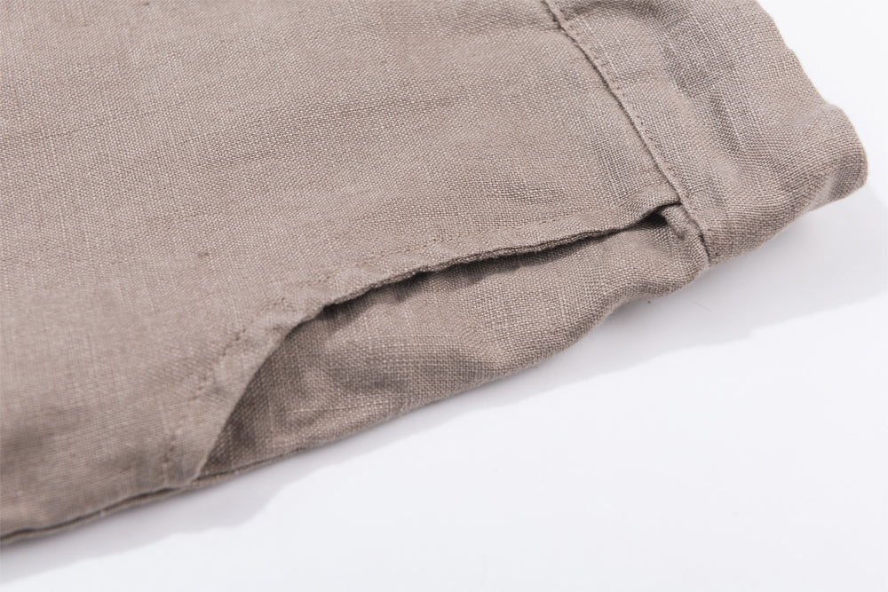  Casual Cotton Linen 3/4 Pants for Women Drawstring