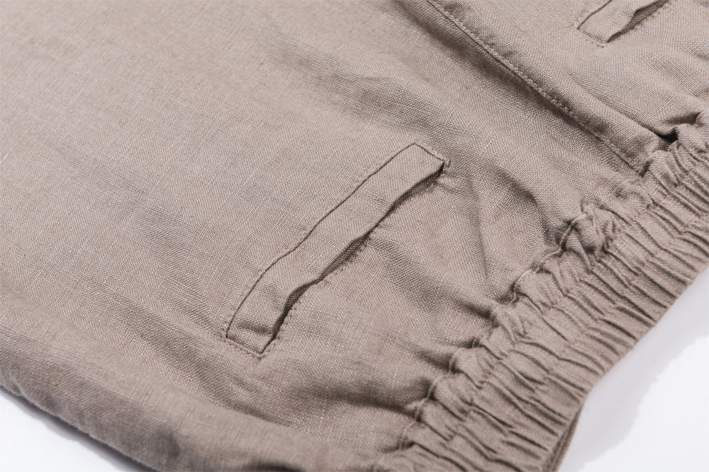 Men Vintage Cotton Linen Long Pants Loose Casual Elastic Waist Linen  Trousers | Wish