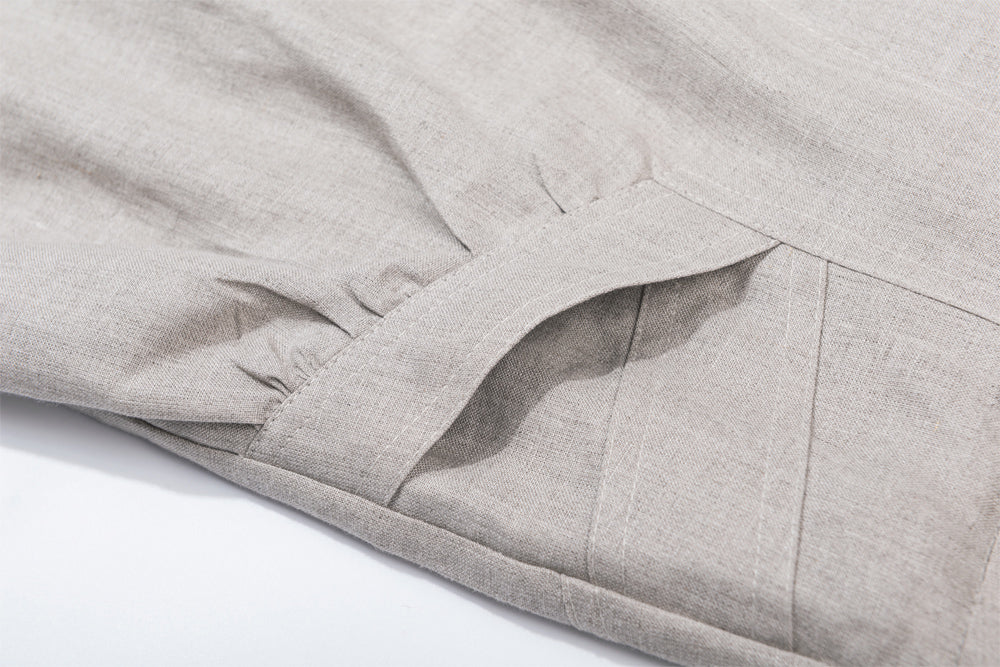 Light Grey Pleated Duca Pants in Wool Silk Linen | SUITSUPPLY US