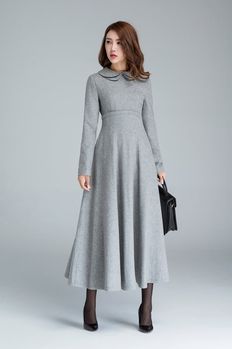 Classic Wool Dress Heather Grey A-Line Silhouette for Winter 1613 Xiaolizi Classic Wool Dress Heather Grey A-Line Silhouette for Winter 1613 Xiaolizi