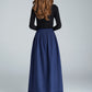 Elegant pleated maxi wool skirt 1629#