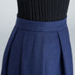 Elegant pleated maxi wool skirt 1629#