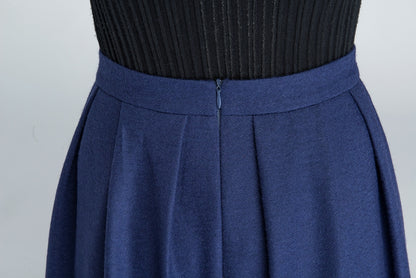 Handmade Navy Blue Wool Maxi Skirt – Elegant A-Line Winter Skirt | Xiaolizi  1629