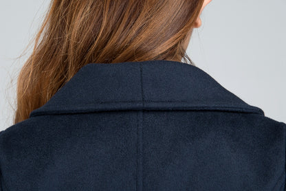 Dark Blue Wool Short Coat - Single Breasted Pockets | Xiaolizi 1634