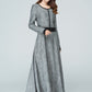 grey dress,linen dress,maxi dress 1578