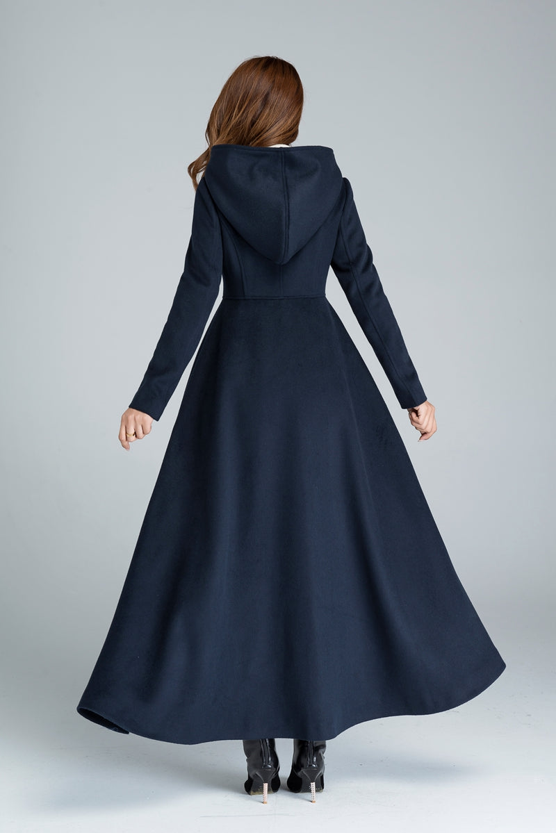 Long wool coat with sales hood