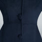 Navy blue maxi wool coat with hood 1637#