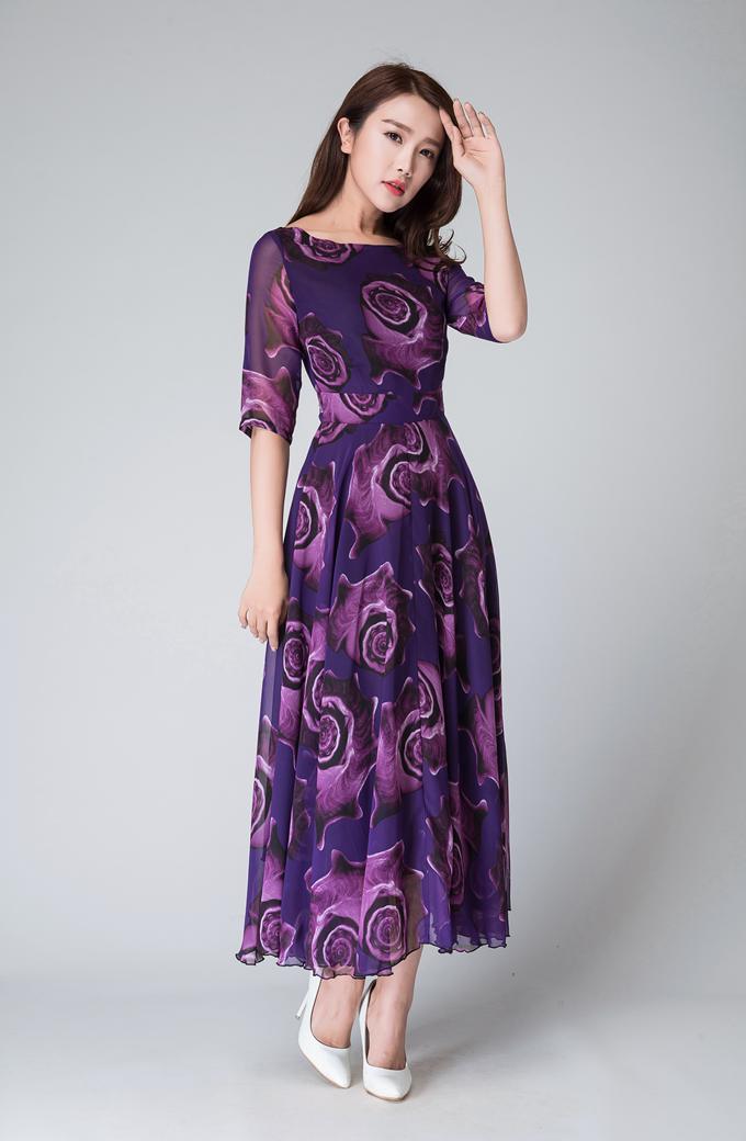 Womens purple cheap floral dress