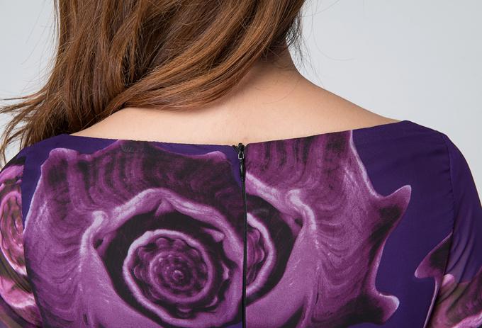Purple Chiffon Maxi Dress with Floral Pattern and Fitted Waist – Xiaolizi Purple Chiffon Maxi Dress with Floral Pattern and Fitted Waist – Xiaolizi