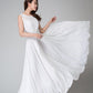 White sleeveless fit and flare maxi dress 1535#