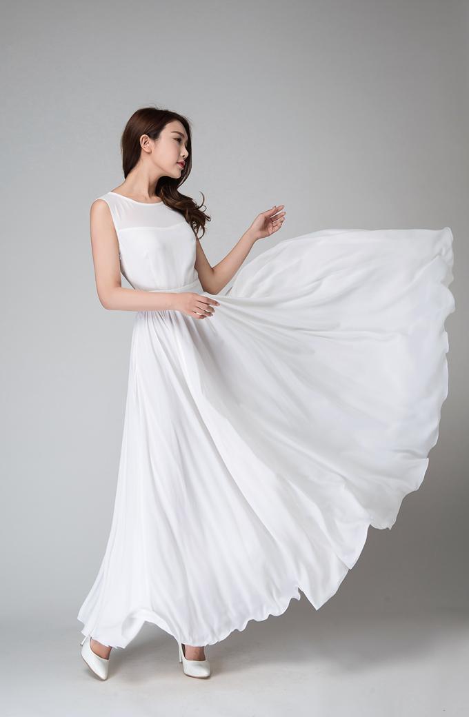 White sleeveless fit and flare maxi dress 1535# - White / XS White sleeveless fit and flare maxi dress 1535# - White / XS