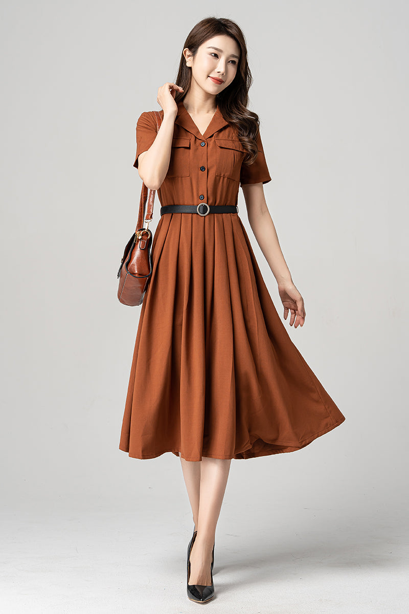 Womens Swing Midi Shirt Dress 4186