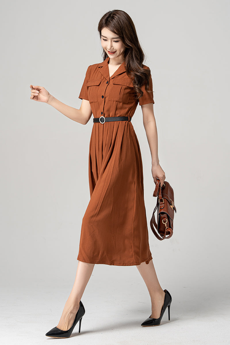 Womens Swing Midi Shirt Dress 4186