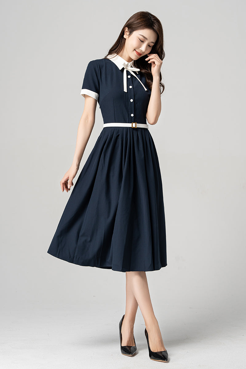 Navy Blue Summer Midi Dress 4187