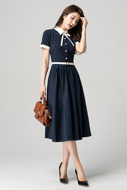 Navy Blue Summer Midi Dress 4187
