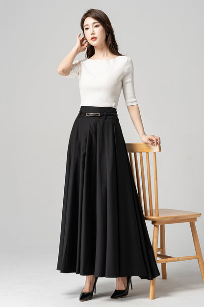 Black Long Swing Maxi Skirt 4189