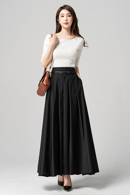 Black Long Swing Maxi Skirt 4189